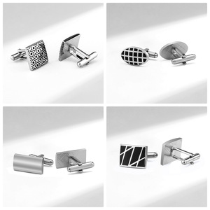 Mancuernillas de Acero Inoxidable Esmaltado para Hombre, Estilo Retro Francé<span class=keywords><strong>s</strong></span>, Color Negro, de Alta Calidad, para Camisa, Regalo de Aniversario de Bodas - Product Image 4