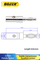 Connecteur électrique de réglage mâle BGEER 21.820 4 mm, tête de lanterne, tête de banane, broche en cuivre pur plaqué nickel