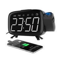Digitaler Projektions-Wecker mit Radio, Schlummerfunktion, Elektronisches Modernes Design, Großes LED-Display, 180° Drehbarer Projektor, 2-Stufen-Dimmer
