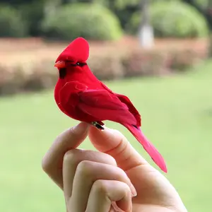 liligongyipin artificial bird gardening garden Christmas decoration red clip manufacturers velvet crafts art