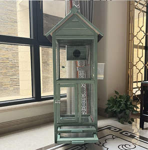 Büyük açık ahşap kuş kafesi hava yuva kutusu ile Aviary nefes üreme kafesi papağanlar Mynas güvercinler için tomurcuklar - Product Image 6