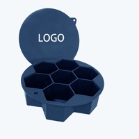 Bac à glaçons en Silicone de luxe réutilisable de haute qualité avec couvercle amovible, 7 boules de glaçons géantes pour le fabricant de glaçons faits maison