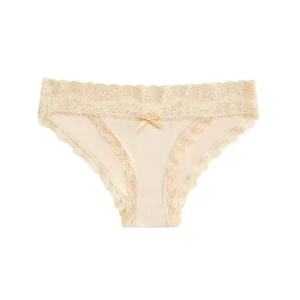 Ensemble de culottes bikini taille basse sexy sans couture en dentelle transparente pour femmes, grandes tailles, 100 % fibre de bambou brodée, écologique - Product Image 4