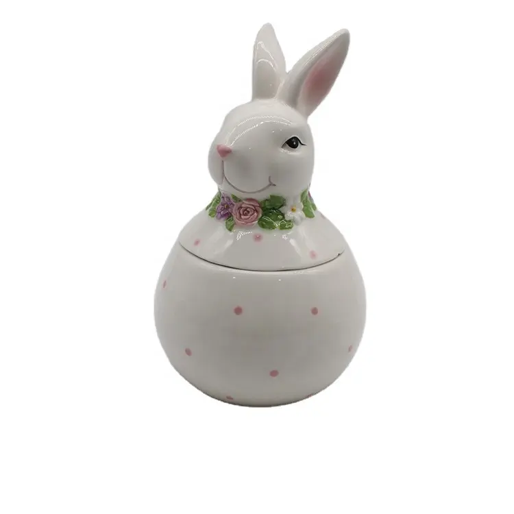 Ostern Kaninchen Lagerung Keramik Hase Lebensmittel Gläser Kaffeebohnen Behälter Porzellan Süßigkeiten Salz und Zucker glas mit Deckel