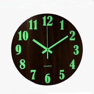 Wooden Luminous Wall <b>Clock</b> Watches Modern Night Light <b>Clock</b> Glow in Dark - Product Image 1