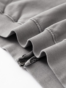 100% cotone pesante <span class=keywords><strong>oversize</strong></span> con cerniera lavata con cappuccio Logo personalizzato <span class=keywords><strong>giacca</strong></span> di spugna tinta unita <span class=keywords><strong>nera</strong></span> Streetwear da uomo - Product Image 5