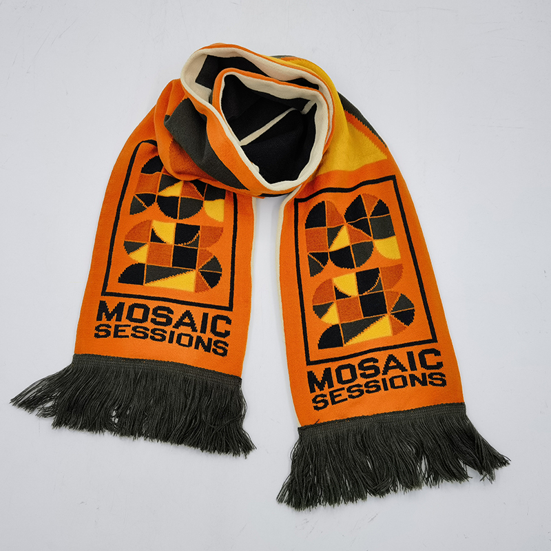 Premium Quality Sports Team Custom Logo Soccer Football Club Jacquard Knitted Scarf