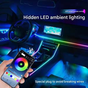 Kit d'éclairage d'ambiance LED RGB 12V pour voiture, bande lumineuse intérieure en acrylique, éclairage dissimulé pour le plancher, les portes et les compartiments de rangement, amélioration de l'éclairage - Product Image 4