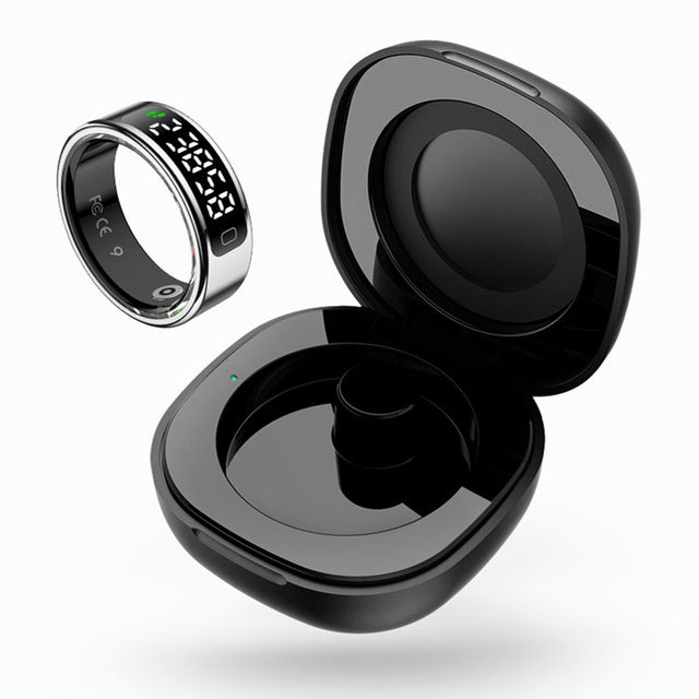 Health Smart Ring Screen Display Heart Rate Blood Oxygen Monitor Sleep Tracking Smart Stainless Steel Rings Wholesale