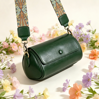 Nouveau sac bandoulière mini en cuir véritable de vachette pour femme - Deux sangles, style rétro européen et américain, fermeture éclair, coutures apparentes