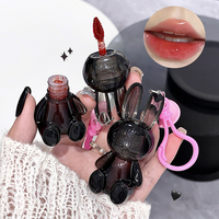 Gege Bear Black Bunny Gloss à lèvres liquide hydratant longue tenue mat avec miroir blanc, maquillage mignon
