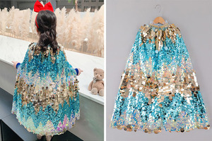 Vải Sequin Sáng Tạo Cho Trẻ Em Màu Ngọc Lam Lớn + Vàng 18Mm Vải Dệt Kim Cho Trang Phục Kimono - Product Image 4