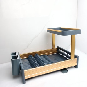 Escurridor de Platos para Cocina de Alta Calidad, de Aluminio y Plástico, de 2 Niveles, con Portautensilios, Organizador de Cocina - Product Image 1