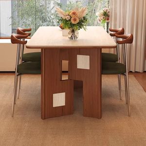 2026 Großhandel Moderner Esstisch aus Massivholz mit Steinplatte und Stühlen für Esszimmer und Büro - Product Image 6