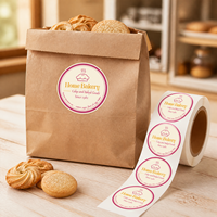 Étiquettes autocollantes personnalisées en rouleau pour emballage alimentaire, résistantes aux UV, écologiques, durables, imperméables, avec code-barres, logo en feuille d'or, pour boulangerie