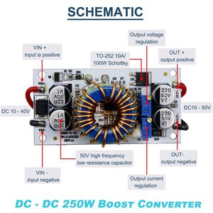 Mô-đun DC-DC 250W 10-40V đến 10-50V 6A điều chỉnh bước lên mô-đun cung cấp điện Điện áp không đổi liên tục chuyển đổi điện hiện tại - Product Image 6