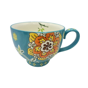 Tazas de Cerámica para Desayuno con Diseño Floral Estilo Chino, Proceso de Relieve Bajo Esmalte, Venta al por Mayor - Product Image 4