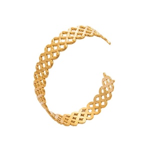 Wholesale Retro Fashion Bracelet 18K Gold Plated Stainless Steel Versatile and Non-Fading Hollow Design for <b>Men</b> and Women - Product Image 5
