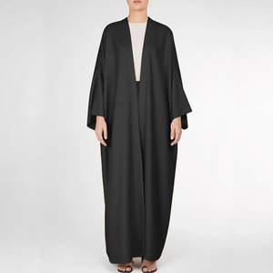 Ropa Turca al por Mayor, Abaya Maxi Abierta, Abaya Islámica Abierta por Delante, Ropa Islámica, Vestido Maxi <span class=keywords><strong>de</strong></span> Color Sólido - Product Image 4