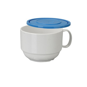 Tazza per colazione con coperchio in policarbonato da 12 oz, adatta al microonde e alla lavastoviglie, per bevande calde in movimento. - Product Image 1