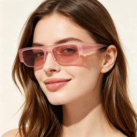 LBAshades 6001 Lunettes de soleil rétro demi-cerclées rectangulaires en nylon et acétate, protection UV, monture tendance