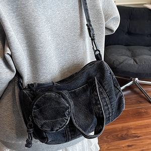 Large Capacity Denim Cloth Shoulder <b>Bags</b> for Women Thread Design Ladies Armpit Crossbody <b>Bag</b> High-value Travel Pillow Handbags - Product Image 5