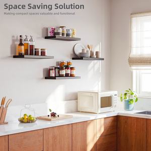 رفوف حائطية خشبية عائمة للتخزين، رف خشبي ريفي للغرفة، رف كتب خشبي عائم - Product Image 5