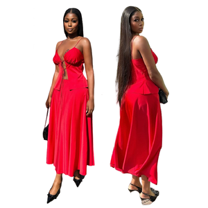 HK72416 Ensembles de jupes d'été tendance pour femmes, tenues 2 pièces, haut sexy à bretelles et jupe longue taille haute, ensemble <span class=keywords><strong>deux</strong></span> pièces pour femmes - Product Image 1