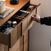 Commode à 5 tiroirs en chêne massif de style rétro, design de luxe haut de gamme, durable, pour chambre à coucher, style mi-siècle