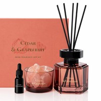 Coffret Cadeau Diffuseur à Bâtonnets en Bois de Poirier et Cristal d'Osmanthus OEM Personnalisé avec Bol en Pierre Précieuse Verte et Huile Parfumée pour Cadeaux de Mariage
