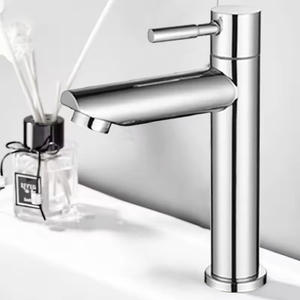 Grifo de lavabo monomando de acero inoxidable 304 con válvula cerámica, montaje en cubierta, un solo orificio, activación manual - Product Image 2