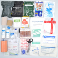 Kit de survie et de premiers secours en matériau PP imperméable, avec bandages, gaze, compresses thoraciques, ciseaux, fournitures médicales d'urgence pour le camping et la randonnée 1