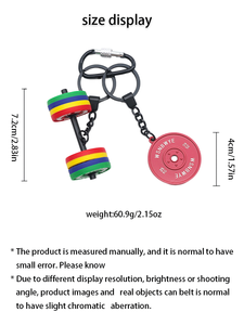 Portachiavi da palestra fai da te con design a bilanciere in gomma, personalizzabile con sublimazione, a forma di bilanciere o manubrio, ideale come regalo - Product Image 3