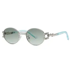Good look silver metal frame eyewear custom classic round frame sun glasses outdoor UV400 lentes de sol sunglasses for women