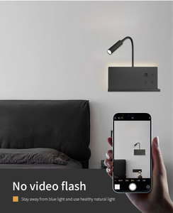 Luz de pared LED regulable <span class=keywords><strong>para</strong></span> cabecera con cargador inalámbrico Puerto USB Cuerpo de aluminio Ángulo de tubo de lámpara ajustable <span class=keywords><strong>para</strong></span> aplicación en dormitorio - Product Image 3
