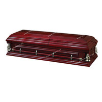 Ataúdes americanos baratos de alta calidad al por mayor 8806 con suministros funerarios de mano rezando ataúdes de madera entierro hecho de álamo sólido