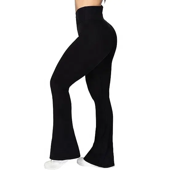 2024 vendita calda da donna 80 Nylon 20 Spandex Flare leggings Crossover cintura per la pancia a vita alta a gamba larga pantaloni da Yoga collant