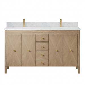 Mueble de Baño Clásico Resistente al Agua con Lavabo de Porcelana y Cajones de Cierre Suave para Uso en Hoteles - Product Image 1