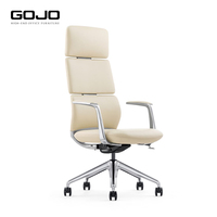 Chaise de bureau de direction moderne haut de gamme en cuir, dossier haut, pivotante, avec accoudoirs en aluminium pour PDG