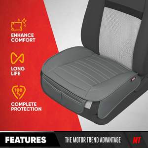 Housses de siège avant inférieures Motor Trend OLIVER pour voitures, camions, SUV, en similicuir, lot de 2, gris, avec poches de rangement rembourrées, intérieur haut de gamme - Product Image 2