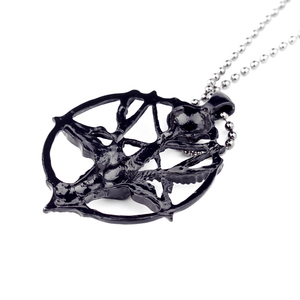 Collar con colgante <span class=keywords><strong>de</strong></span> cabeza <span class=keywords><strong>de</strong></span> <span class=keywords><strong>cabra</strong></span> y calavera <span class=keywords><strong>de</strong></span> Dios, pentagrama <span class=keywords><strong>de</strong></span> moda, collar <span class=keywords><strong>de</strong></span> Metal plateado Vintage/negro con pistola - Product Image 6