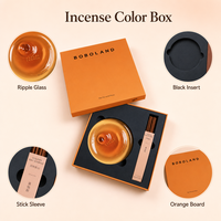 Coffret d'encens haut de gamme avec couvercle et base, plat en verre ambré, insert noir, personnalisable OEM