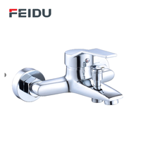 Robinet de douche thermostatique à deux trous, à poignée unique, en chrome contemporain FEIDU, réglage libre de l'eau chaude/froide, pour utilisation dans les salles de bain d'hôtel