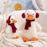 Peluche Canard Mignon avec Casque et Écharpe, Super Doux, Anti-Stress, Cadeau pour Enfants, Rempli de Coton PP