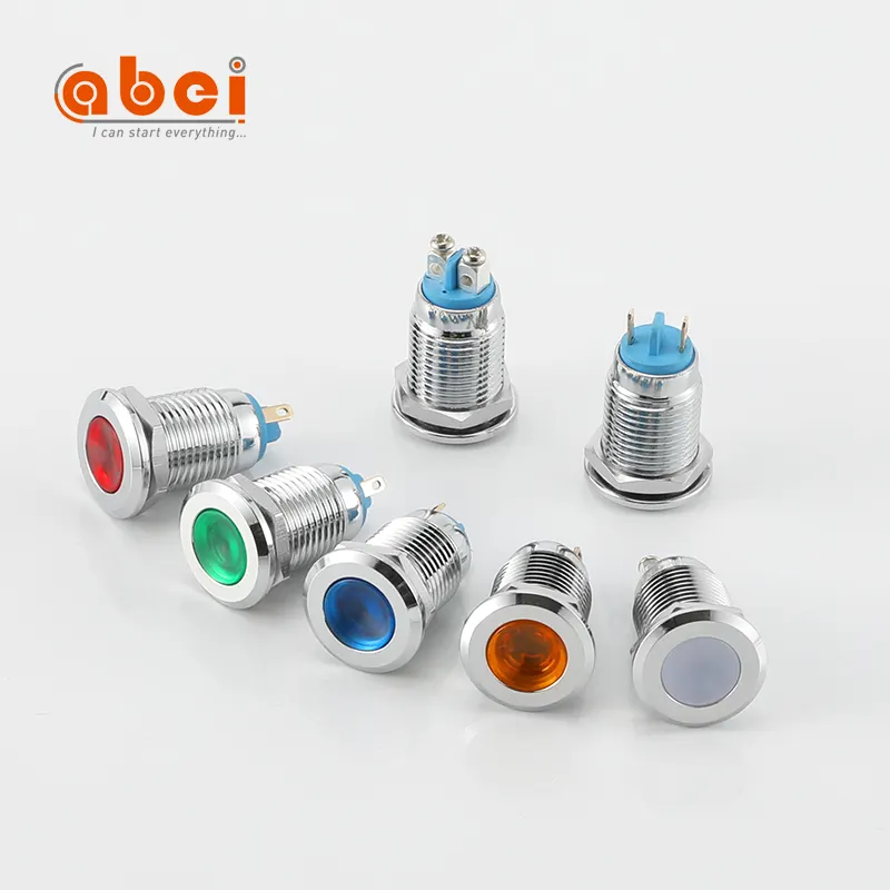Dermabei — indicateur lumineux led de 12mm, lampe interchangeable, lumière métallique, étanche, dc 24v, IP67