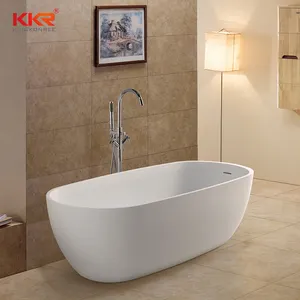 KKR Manufacturer Freestanding alone oval freestanding bath tub customize shape acrylic solid surface stone bathtub supplier