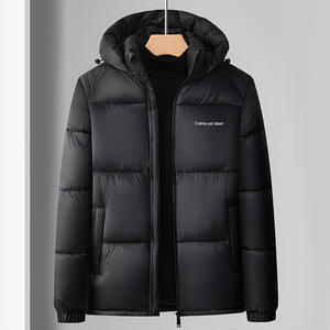 Chaqueta acolchada de algodón con capucha, diseño personalizado con logotipo, para invierno, con grafeno, color negro y dorado, para hombre, a la moda. - Product Image 2