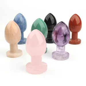 Natural rose quartz clear quartz dildos Healing Massage Crystal butt plug for woman