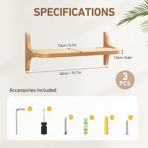 Wooden <b>Wall</b> Mounted Floating Shelf Natural Wood Color Rectangle <b>Hanging</b> <b>Storage</b> Bracket For Living Room Decoration - Product Image 4