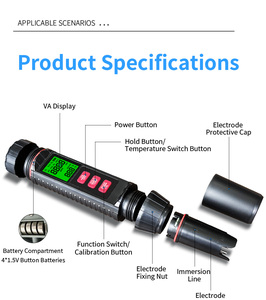Industrial 7 in 1 Water Analyzer Pen TDS/EC/PH/ORP/S.G/SALT/TEMP Water Quality Meter - Product Image 5